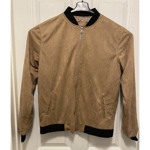 Men’s Forever 21 Suede-Like Bomber Jacket Beige/Tan/Camel - Large